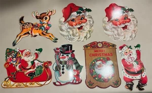 7 Vintage Weihnachten Papier Stanzform Wanddeko Weihnachtsmann Schneemann Rentier - Bild 1 von 5