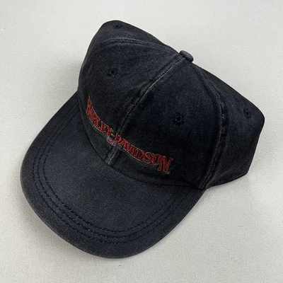 Vintage Harley-Davidson Hat Cap Strapback Black Denim Motorcycle Biker Texas 90s - Image 1 of 4