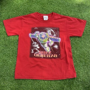 Vtg Y2K Disney Buzz Lightyear Shirt Youth Size Small Short Sleeve Red Graphic - Picture 1 of 6