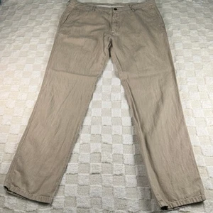Lacoste Linen Blend Mens Chino Pants Casual Trousers Khaki Size 38 - Picture 1 of 11