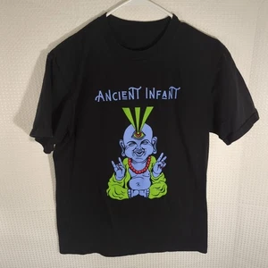 Ancient Infant Trippy Graphic Tee Black Short Sleeve Unisex Psychedelic T-Shirt - Picture 1 of 3