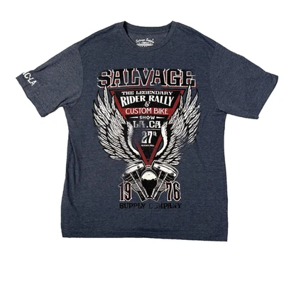 Camiseta SALVAGE SUPPLY CO MC-LA Rider Rally Show Para Hombre XL Azul Manga Corta Motociclista Foto 1 de 4