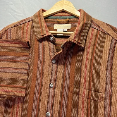 The Territory Ahead 衬衫男式 XL 纽扣西部条纹牛仔橙色 — 第 1/4 张图片