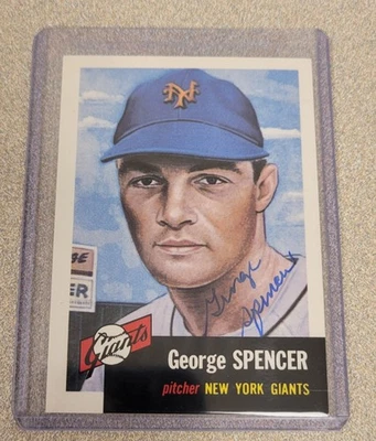GEORGE SPENCER SIGNED 1991 1953 TOPPS ARCHIVES BASEBALL CARD #115 AUTOGRAPH AUTO - Image 1 of 2