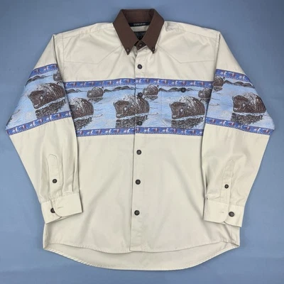 Camisa vintage con botones Buffalo Country Western Wear manga larga para hombre talla M Foto 1 de 4