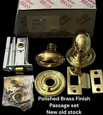 Period Brass 6583-03 Passage EGG Door Knob Pair Polished Brass Finish NOS - Image 1 of 4