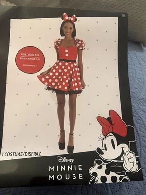 Disney Minnie Mouse Adult Size Large 10-12 Halloween Costume Dress Ear Headband - Image 1 of 4