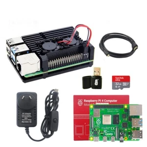 Raspberry Pi 4 2/4/8GB Starter Kit, Power Supply, Aluminum Case, 32GB SD Card - Afbeelding 1 van 9