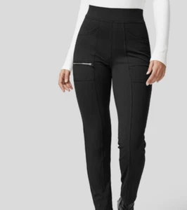 Halara Black High Waisted Multiple Pockets Pull On Slim Pants Size Large - Picture 1 of 8