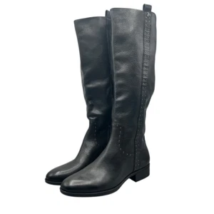 Sam Edelman Womens Prina Black Leather Knee High Riding Boots Studded Size 9 - Picture 1 of 13