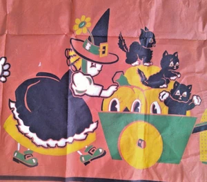 ANTIKE HALLOWEEN ~ KREPPPAPIER ~ PICKNICK TISCHDECKE ~ HEXEN KÜRBISSE - Bild 1 von 10