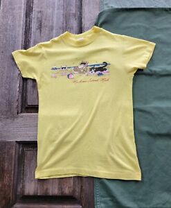Vintage 80s Mackinac Island Michigan Yellow T-shirt Cool Cats Youth L