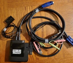 IOGEAR GCS72U 2 Port USB Cable KVM Switch w/ Audio & Mic Tested Working - Picture 1 of 2