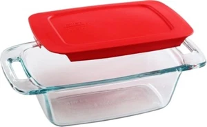 Pyrex Easy Grab Loaf Dish with Red Plastic Cover, 1.5qt/1.4 Litre Capacity - Picture 1 of 4