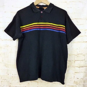 Camisa Polo De Colección Quiksilver Hombres XL Negra Arco Iris Rayas Logo Surf Skate Y2K - Imagen 1 de 14