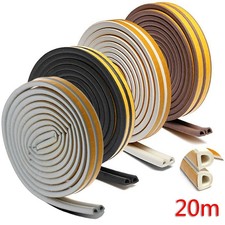 1x20m Self-Adhesive Sealing Strip Tape Door Sound Insulation Rubber Seal D-Type