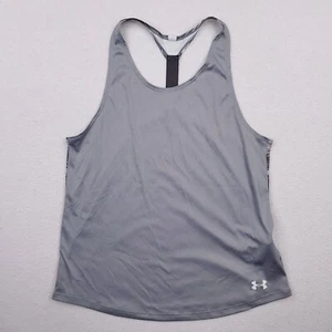 Under Armour Shirt Girls Youth Extra Large Gray Striped Tank Top Loose HeatGear - Picture 1 of 10