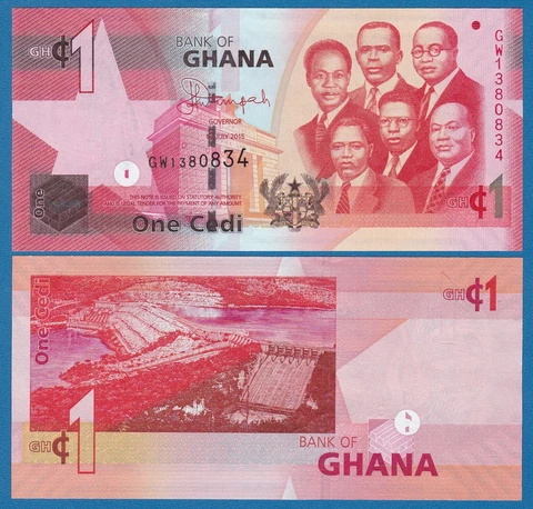 Ghana 1 Cedi P 37f 2015 UNC ( P 37 f ) Cover