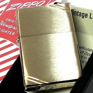 Zippo Oil Lighter 1937 Replica Flat Top Diagonal Line Gold Brass Satin Japan - Picture 1 of 6