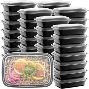 50-Pack Meal Prep Microwavable Food Containers w/ Lids 28 oz. Reusable Lunch Box - Picture 1 of 6