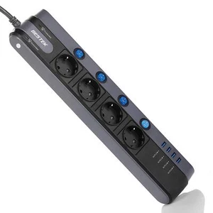 250 Volt beschermde Mixed Power Strip en USB 5 Volt 4Plus4 - Picture 1 of 7