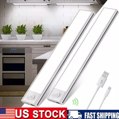 2pcs LED Under Cabinet Closet Light Magnetic Lighting Strip Bar Lights USB Lamp - Image 1 of 4