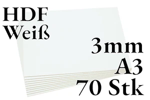 70x Weiß HDF - Faserplatte - 3mm - A3 - Platten - Onlywood