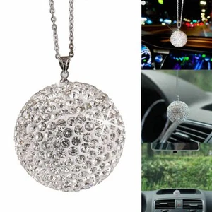 Crystal Ball Car Rear View Mirror Charms, Home Decor Rhinestone Hanging Ornament - Picture 1 of 10