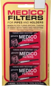 3 Pack Genuine Medico Missouri Meerschaum Corncob Pipe 6mm Filters 30 Total 1001 - Picture 1 of 1