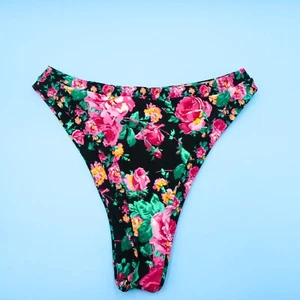 For Love & Lemons XL Black Floral Hi-Waisted Brazilian Hipster Bikini Bottom New - Picture 1 of 8