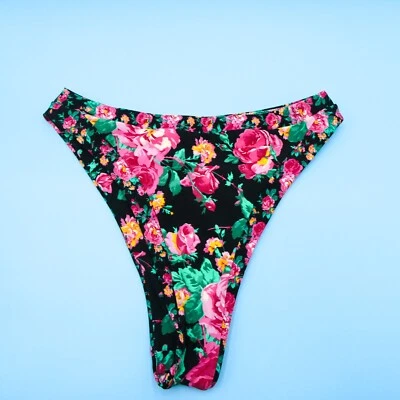 Parte inferior de bikini hipster brasileña de cintura alta floral negra For Love & Lemons XL nueva Foto 1 de 4