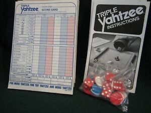 Vintage TRIPLE YAHTZEE Parts  Bonus Chips + Dice ~ 5 Instructions ~ 9 Scorepads