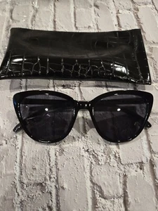 RACHEL ZOE Nina Cat Eye Sunglasses Black Slightly Oversized Classic NWT - Picture 1 of 4