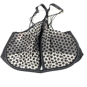 NEW Victorias Secret 34DDD Unlined Plunge Bra Solid Black Starburst Strappy 1417 - Picture 1 of 6