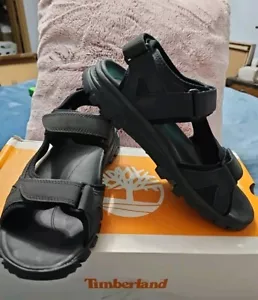 Timberland Sandals Black Leather Sz 9 Women's - Picture 1 of 5