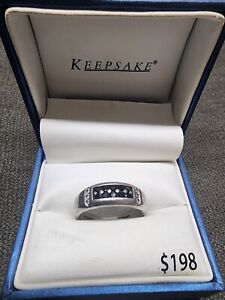 Keepsake Sterling Silver & Diamond Mens Ring Size 10.5