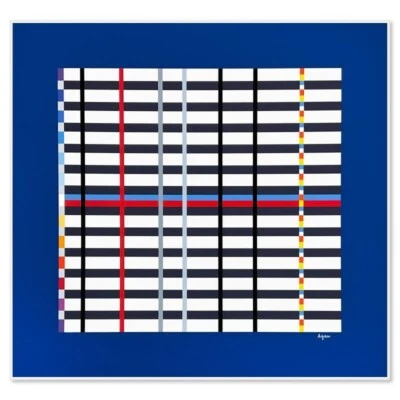 Serigrafía Yaacov Agam Hommage du Mondrian (azul oscuro) edición limitada firmada a mano Foto 1 de 2