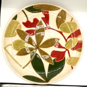 Pier1 Imports Large 18" Platter Off White Brick Red Green Olive Passionflower - Picture 1 of 19