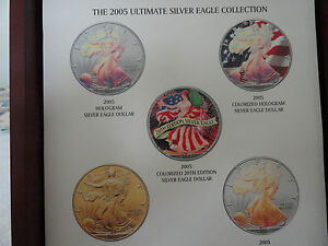 2005 American Eagle Colorized 5 Coins Set with Display box & COA.