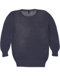 BENETTON Womens 3/4 Sleeve Boat Neck Jumper Sweater UK 8 Small Navy Blue CB07 - Picture 1 of 3