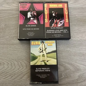 Elvis Presley Cassette Burning Love Hits + Hits From His Movies + Separate Ways - Picture 1 of 3