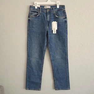 Zara Womans Blue Jeans Slim Cropped Leg High Rise Ankle length Denim Pants Sz 6 - Picture 1 of 14