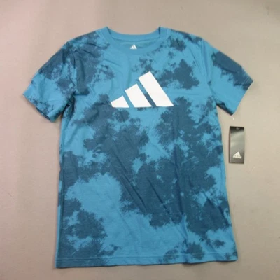 Adidas Shirt Boys Large Short Sleeve Casual Crew Neck Lightweight Blue - Image 1 of 4