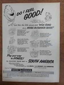 Moore McCormack Cruise Lines Bootsfahrt Südamerika 1953 Vintage Printanzeige - Bild 1 von 1