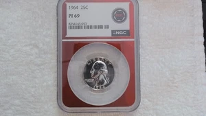 1964 NGC PF69 90% SILVER WASHINGTON QUARTER GREAT EYE APPEAL ( A $80.00 VALUE) - Picture 1 of 10