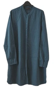 Ladies Shirt-Dress Tunic Size 20 Blue Knee Length Side Splits Roll-Tab Sleeves - Picture 1 of 7