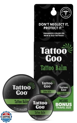 Paquete de bálsamo para tatuaje y bálsamo de viaje Tattoo Goo, lata de 3/4 oz y 0,33 oz - N Foto 1 de 4
