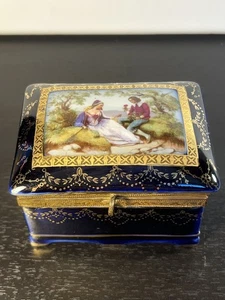 Vintage Antike Miniatur Handbemalte Porzellan Schmuckschatulle Made In Germany - Bild 1 von 21
