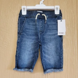 Hudson Kids Denim Pull-On Shorts Fringe Drawstring Pockets Elastic Waist sz 4 - Picture 1 of 4