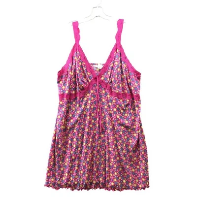 Vestido sin Mangas Cacique Babydoll Chemise 22/24 Rosa Malla Transparente Encaje Floral Lencería Foto 1 de 4